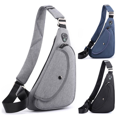 Grey Men's Nylon Fabric Chest Bag - Lightweight, Waterproof & Multi-Functional Crossbody Sling Bag V888-ELOSUNG36964