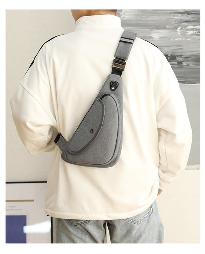 Grey Men's Nylon Fabric Chest Bag - Lightweight, Waterproof & Multi-Functional Crossbody Sling Bag V888-ELOSUNG36964