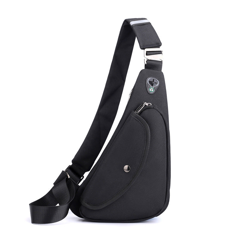 Black Men's Nylon Fabric Chest Bag - Lightweight, Waterproof & Multi-Functional Crossbody Sling Bag V888-ELOSUNG36965