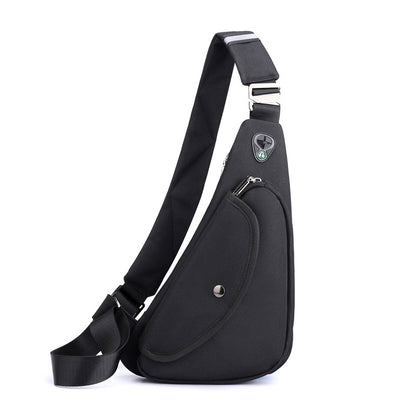 Black Men's Nylon Fabric Chest Bag - Lightweight, Waterproof & Multi-Functional Crossbody Sling Bag V888-ELOSUNG36965