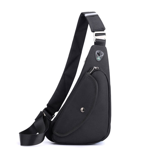 Black Men's Nylon Fabric Chest Bag - Lightweight, Waterproof & Multi-Functional Crossbody Sling Bag V888-ELOSUNG36965