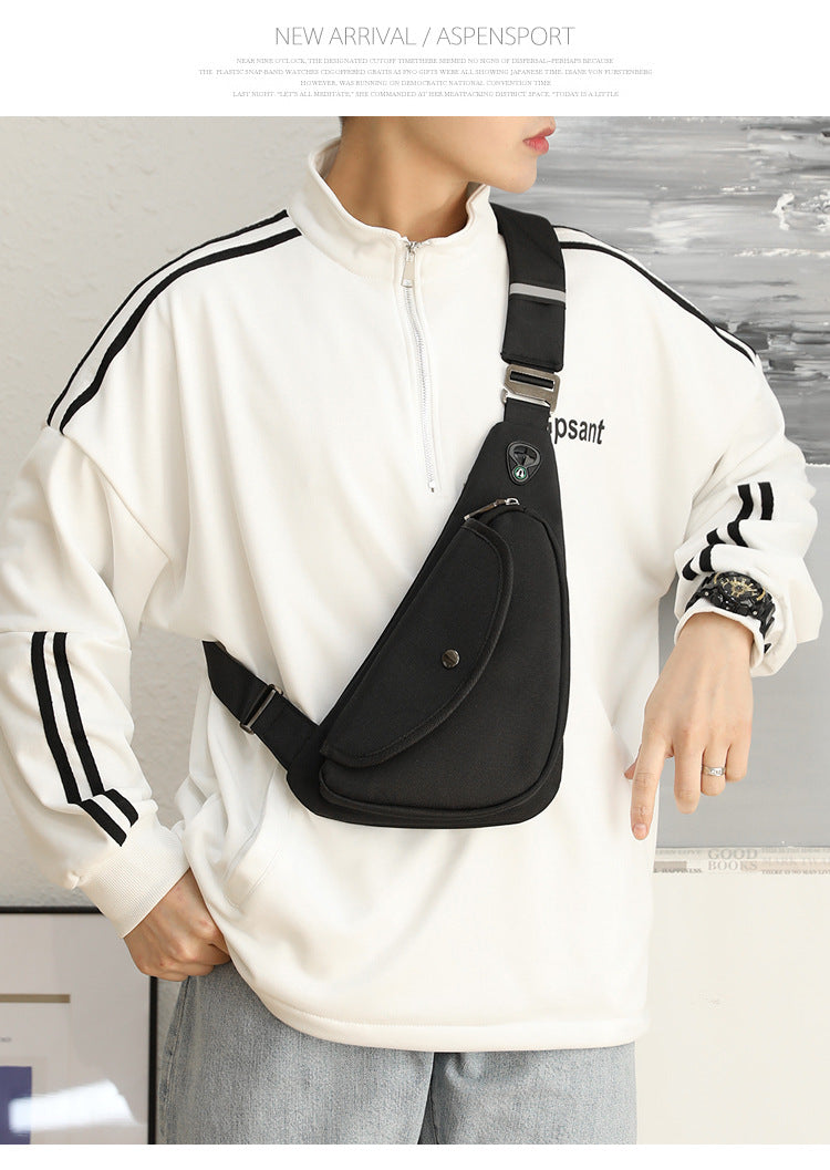 Black Men's Nylon Fabric Chest Bag - Lightweight, Waterproof & Multi-Functional Crossbody Sling Bag V888-ELOSUNG36965