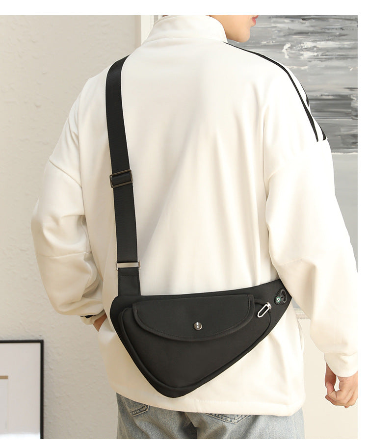 Black Men's Nylon Fabric Chest Bag - Lightweight, Waterproof & Multi-Functional Crossbody Sling Bag V888-ELOSUNG36965