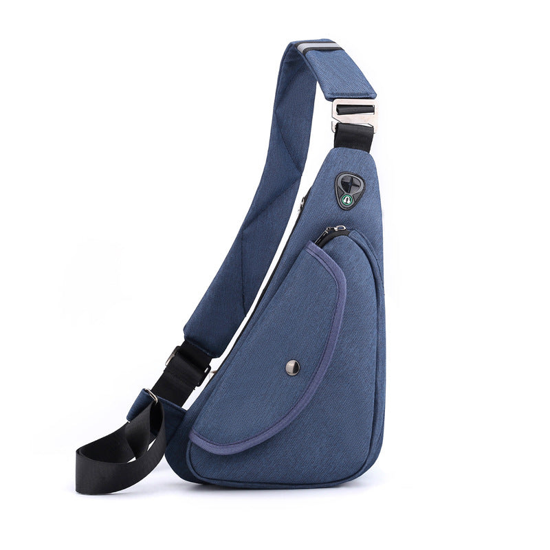 Dark Blue Men's Nylon Fabric Chest Bag - Lightweight, Waterproof & Multi-Functional Crossbody Sling Bag V888-ELOSUNG36966