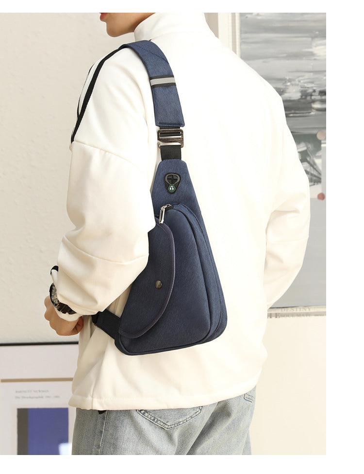 Dark Blue Men's Nylon Fabric Chest Bag - Lightweight, Waterproof & Multi-Functional Crossbody Sling Bag V888-ELOSUNG36966