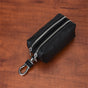 Black High-Quality Genuine Leather Key Case - Double-Layer Zippered Organizer for Keys, Cards & Coins V888-ELOSUNG36968