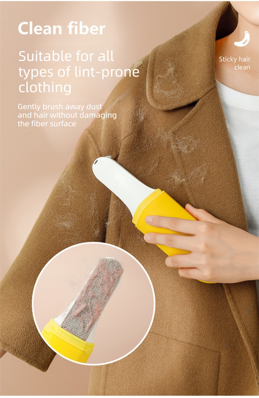 Green Multifunctional Banana-Shaped Lint Remover - Portable Sticky Hair Cleaner with 6 Replaceable Rolls V888-ELOSUNG36971