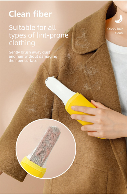 Green Multifunctional Banana-Shaped Lint Remover - Portable Sticky Hair Cleaner with 6 Replaceable Rolls V888-ELOSUNG36971