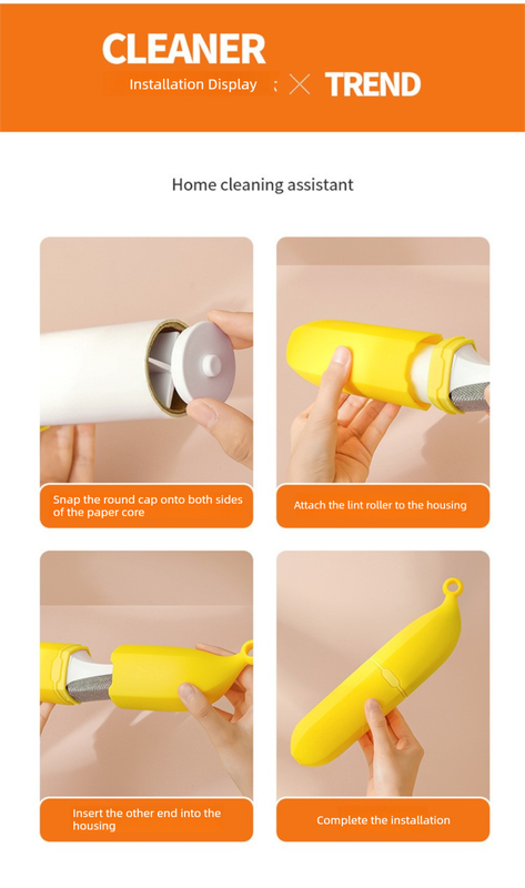 Green Multifunctional Banana-Shaped Lint Remover - Portable Sticky Hair Cleaner with 6 Replaceable Rolls V888-ELOSUNG36971