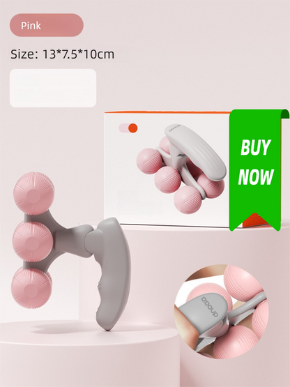 Pink Portable 6-Wheel Massage Roller - Quiet, Compact Muscle Relief Tool for Neck, Back, Legs & Shoulders V888-ELOSUNG36972