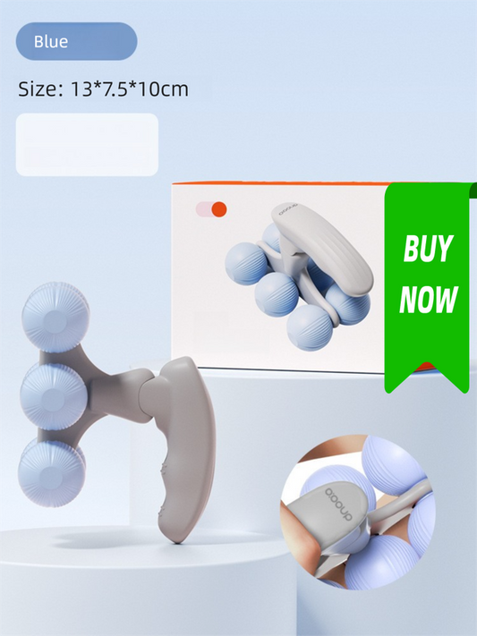 Blue Portable 6-Wheel Massage Roller - Quiet, Compact Muscle Relief Tool for Neck, Back, Legs & Shoulders V888-ELOSUNG36973