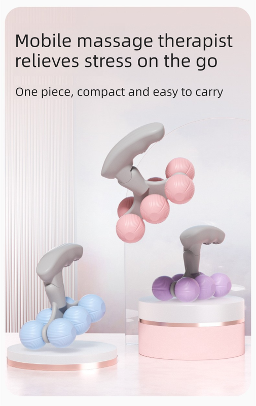 Blue Portable 6-Wheel Massage Roller - Quiet, Compact Muscle Relief Tool for Neck, Back, Legs & Shoulders V888-ELOSUNG36973