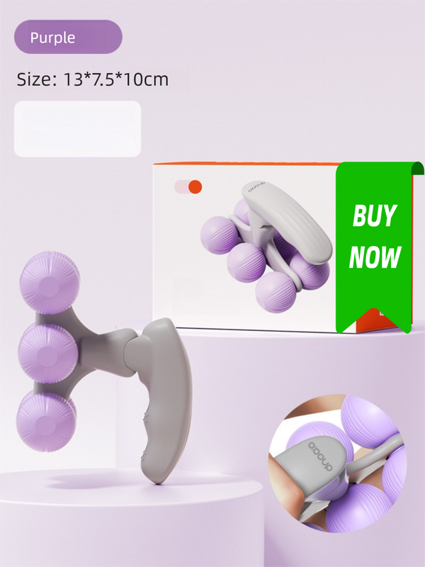 Purple Portable 6-Wheel Massage Roller - Quiet, Compact Muscle Relief Tool for Neck, Back, Legs & Shoulders V888-ELOSUNG36974