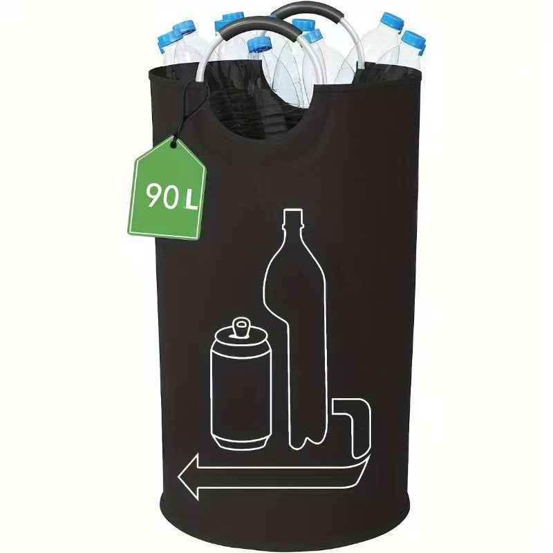 Black Portable Oxford Fabric Collapsible Laundry Basket - Waterproof, Multi-Use Storage Bin for Bottles, V888-ELOSUNG36975