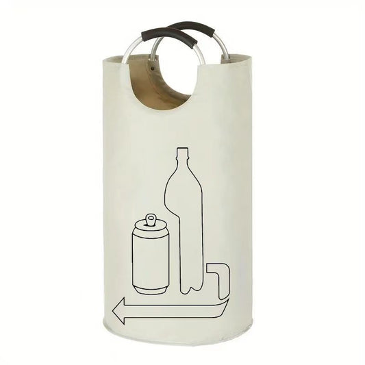 Beige Portable Oxford Fabric Collapsible Laundry Basket - Waterproof, Multi-Use Storage Bin for Bottles, V888-ELOSUNG36976