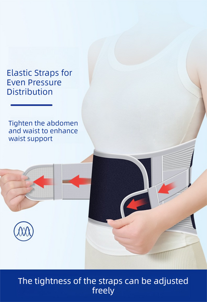 Size L Grey Wide Breathable Lumbar Support Belt - Adjustable Back Brace for Pain Relief & Posture Correction V888-ELOSUNG36995