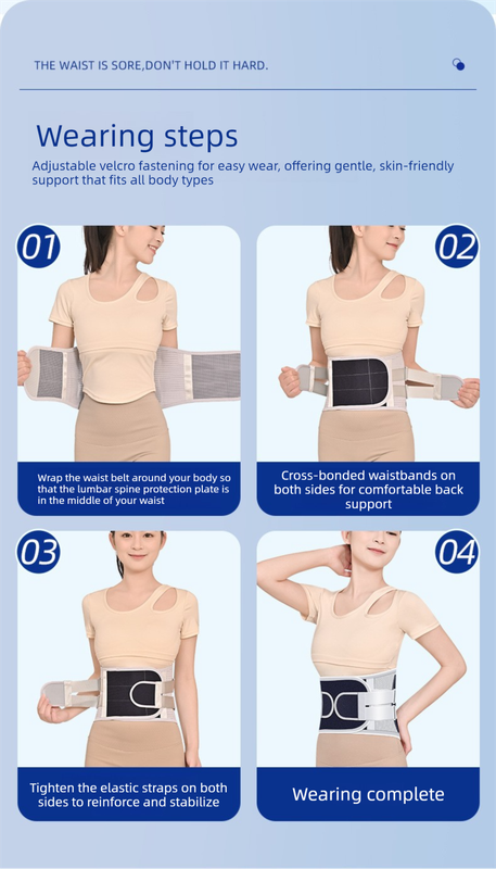 Size XXL Grey Wide Breathable Lumbar Support Belt - Adjustable Back Brace for Pain Relief & Posture Correction V888-ELOSUNG36997