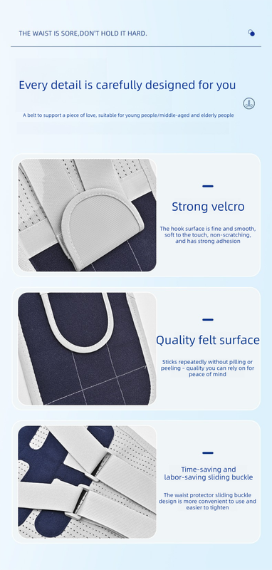 Size XXL Grey Wide Breathable Lumbar Support Belt - Adjustable Back Brace for Pain Relief & Posture Correction V888-ELOSUNG36997