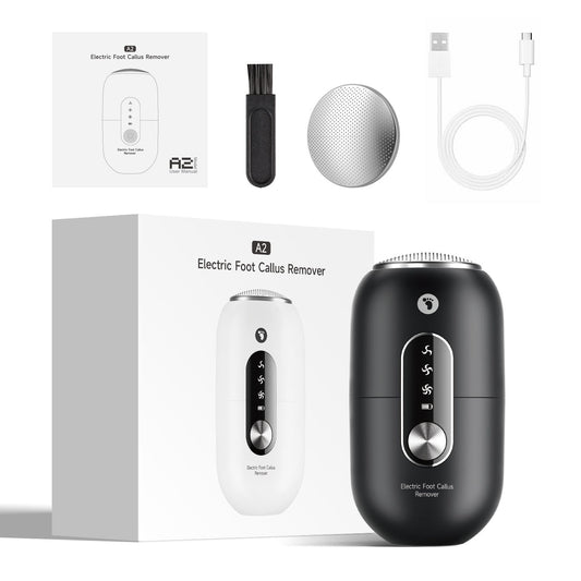 Black 2-in-1 Electric Foot Care Device - Cordless Callus Remover & Skin Polisher with Dual Heads V888-ELOSUNG36999