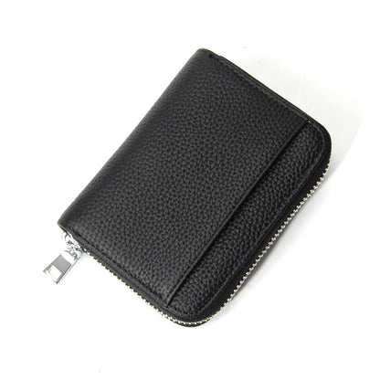 Genuine Leather RFID Blocking Accordion Card Holder & Coin Purse - Large Capacity Zip Wallet(black) V888-ELOSUNG37002