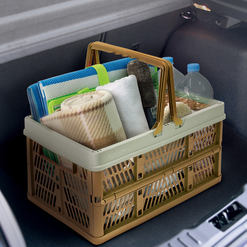 Large Collapsible Storage Basket with Handles - Portable Folding Crate for Shopping, Picnics & Car V888-ELOSUNG37004