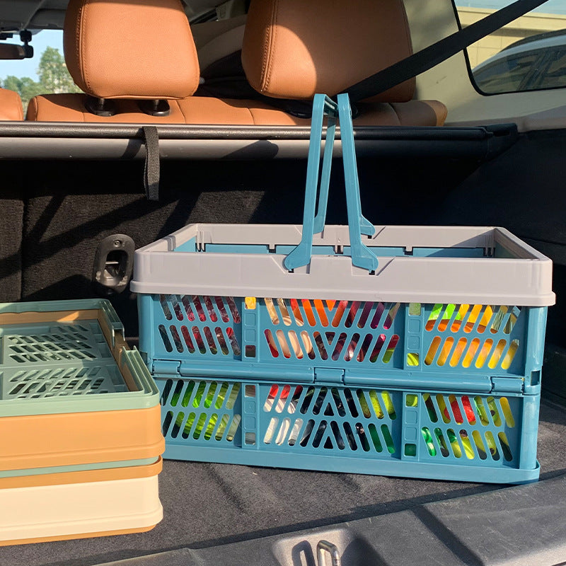 Large Collapsible Storage Basket with Handles - Portable Folding Crate for Shopping, Picnics & Car V888-ELOSUNG37004