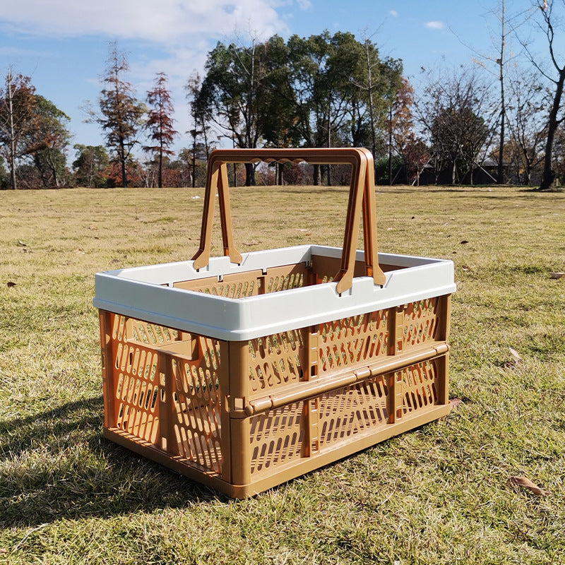 Large Collapsible Storage Basket with Handles - Portable Folding Crate for Shopping, Picnics & Car V888-ELOSUNG37006