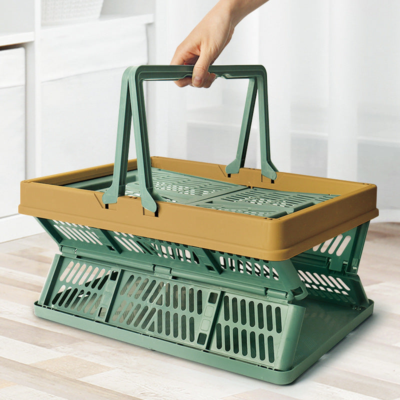 Large Collapsible Storage Basket with Handles - Portable Folding Crate for Shopping, Picnics & Car V888-ELOSUNG37006