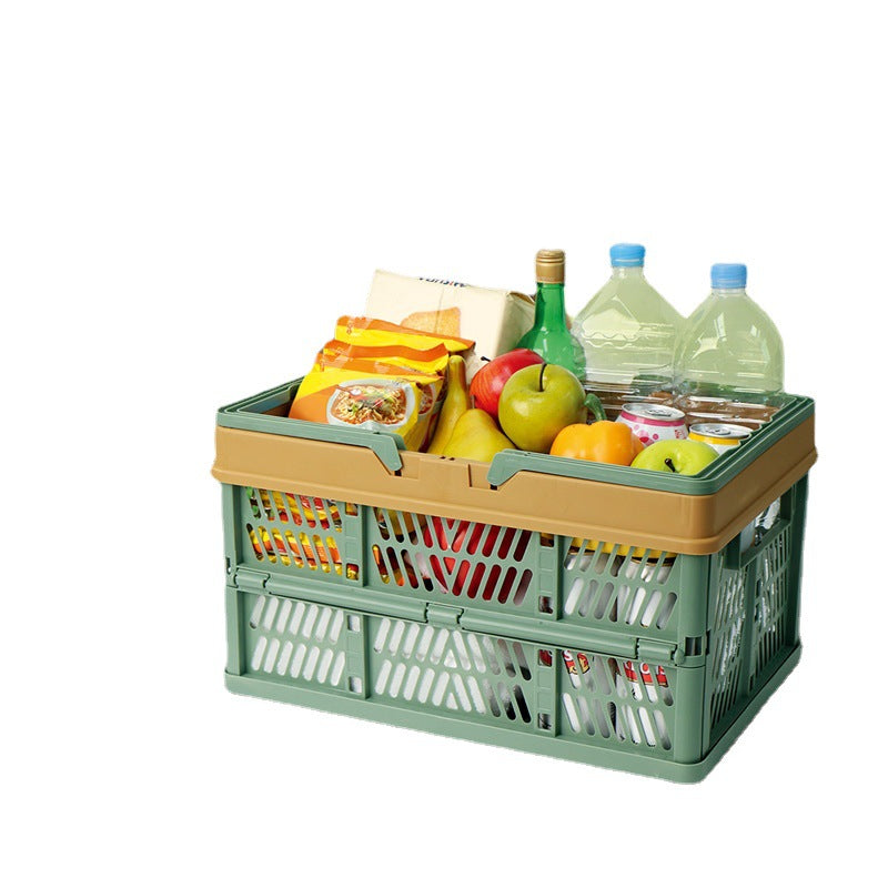 Large Collapsible Storage Basket with Handles - Portable Folding Crate for Shopping, Picnics & Car V888-ELOSUNG37006