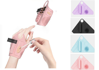 2pc Multi-Functional Silicone Makeup Artist Wristband - Wearable Palette, Brush Holder & Cleaner(Purple) V888-ELOSUNG37007