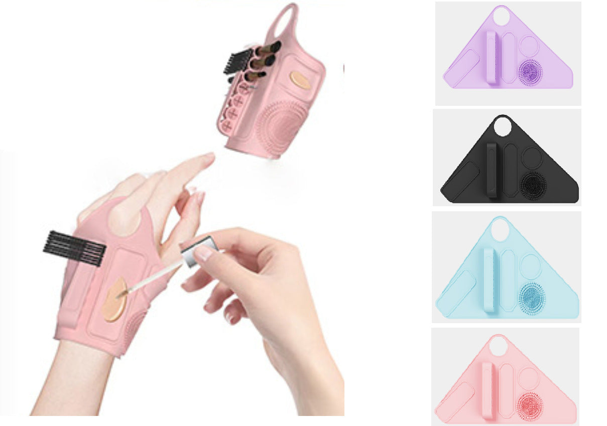 2pc Multi-Functional Silicone Makeup Artist Wristband - Wearable Palette, Brush Holder & Cleaner(blue) V888-ELOSUNG37009
