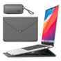 3-in-1 PU Leather Laptop Sleeve with Stand & Mouse Pad + Accessory Pouch(Gray) V888-ELOSUNG37012
