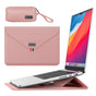 3-in-1 PU Leather Laptop Sleeve with Stand & Mouse Pad + Accessory Pouch(Rose Gold) V888-ELOSUNG37013