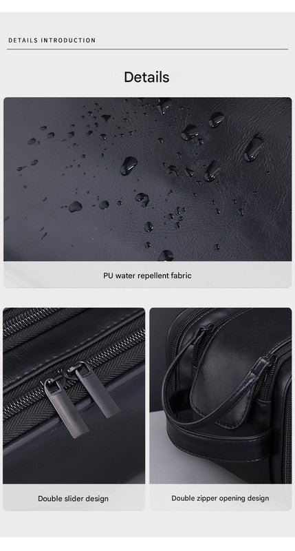 Large Capacity PU Leather Toiletry Bag - Multi-Compartment Dopp Kit & Cosmetic Organizer(black) V888-ELOSUNG37017
