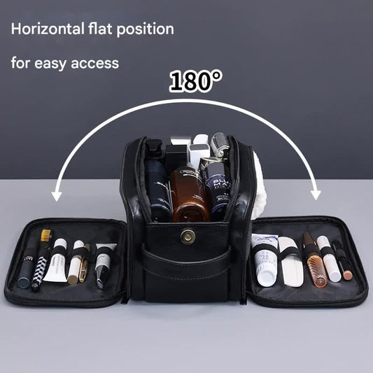 Large Capacity PU Leather Toiletry Bag - Multi-Compartment Dopp Kit & Cosmetic Organizer(Brown) V888-ELOSUNG37018