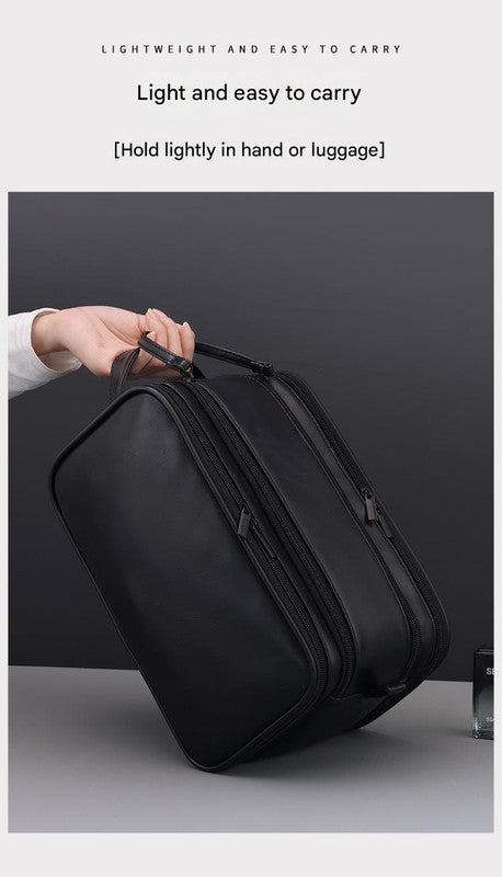 Large Capacity PU Leather Toiletry Bag - Multi-Compartment Dopp Kit & Cosmetic Organizer(Brown) V888-ELOSUNG37018