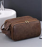 Large Capacity PU Leather Toiletry Bag - Multi-Compartment Dopp Kit & Cosmetic Organizer(Tan) V888-ELOSUNG37019