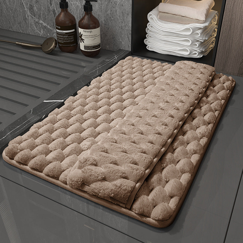 Luxury Plush Memory Foam Bath Mat with Foot Drying Panel - Super Absorbent & Non-Slip Bathroom Rug(Checkered V888-ELOSUNG37022