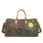 Large Capacity Canvas Travel Duffel Bag with Doodle Print - Weekend & Gym Tote(Green) V888-ELOSUNG37028