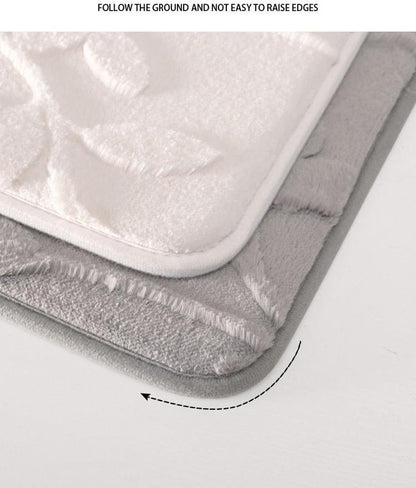 Plush Embossed Leaf Bath Mat - Ultra Soft, Absorbent & Non-Slip Bathroom Rug(Dark gray 50*80cm) V888-ELOSUNG37050