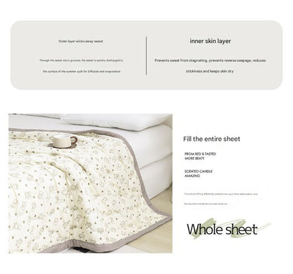 Lightweight Reversible Summer Quilt - Soft, Breathable & Machine Washable Comforter(150x200cm Fan Flower) V888-ELOSUNG37054