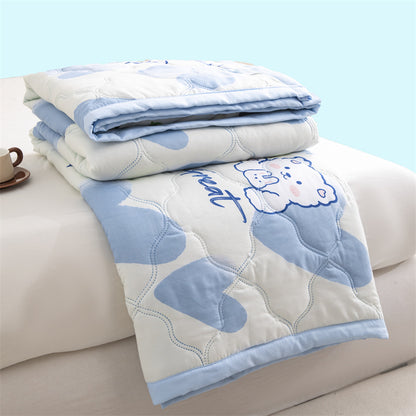 Lightweight Reversible Summer Quilt - Soft, Breathable & Machine Washable Comforter(150x200cm Blue Heart) V888-ELOSUNG37055