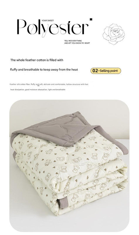 Lightweight Reversible Summer Quilt - Soft, Breathable & Machine Washable Comforter(150x200cm Blue Heart) V888-ELOSUNG37055