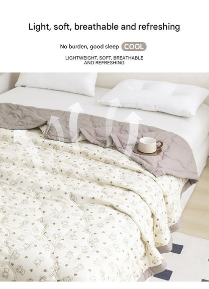 Lightweight Reversible Summer Quilt - Soft, Breathable & Machine Washable Comforter(150x200cm Full of Love) V888-ELOSUNG37056