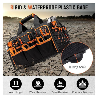 Heavy-Duty 17-Inch Tool Bag with 46 Pockets, Waterproof Base & Shoulder Strap(Black Orange) V888-ELOSUNG37057