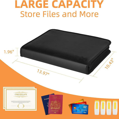 Fireproof & Waterproof Expanding File Folder Organizer with Zipper - Large Capacity Document Safe Bag(Black V888-ELOSUNG37058