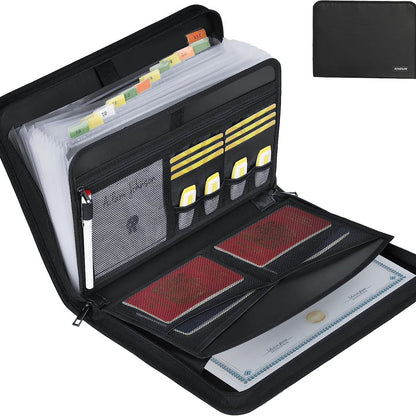 Fireproof & Waterproof Expanding File Folder Organizer with Zipper - Large Capacity Document Safe Bag(Silver V888-ELOSUNG37060