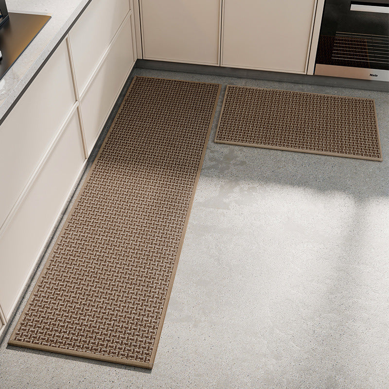 Absorbent & Dirt-Resistant Woven Kitchen Mat - Non-Slip Runner Rug for Home(Interlocking Brown) V888-ELOSUNG37065