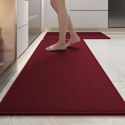 Absorbent & Dirt-Resistant Woven Kitchen Mat - Non-Slip Runner Rug for Home(Style Woven Red) V888-ELOSUNG37070