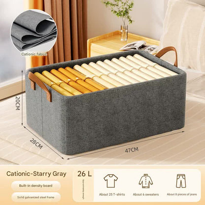 2pc Foldable Fabric Storage Bin with Steel Frame & Handles - 26L Stackable Closet Organizer(Grey) V888-ELOSUNG37079